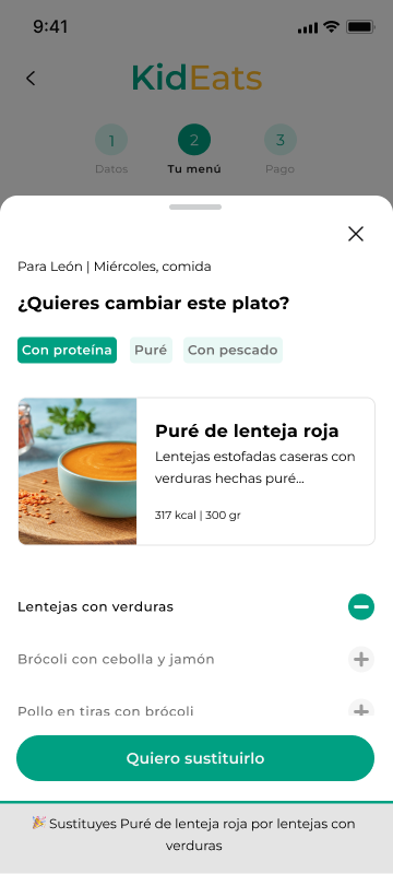 wireframe hi-fi menu semanal Alejandra