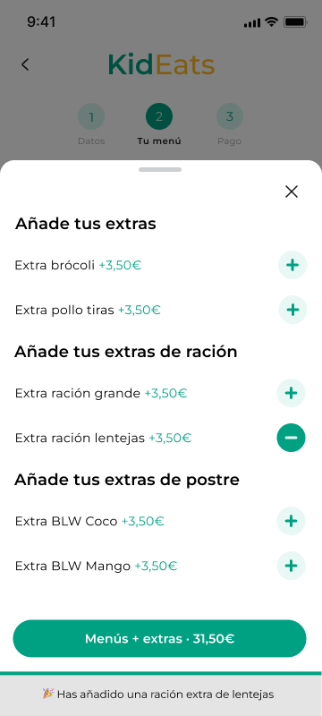 wireframe hi-fi menu semanal